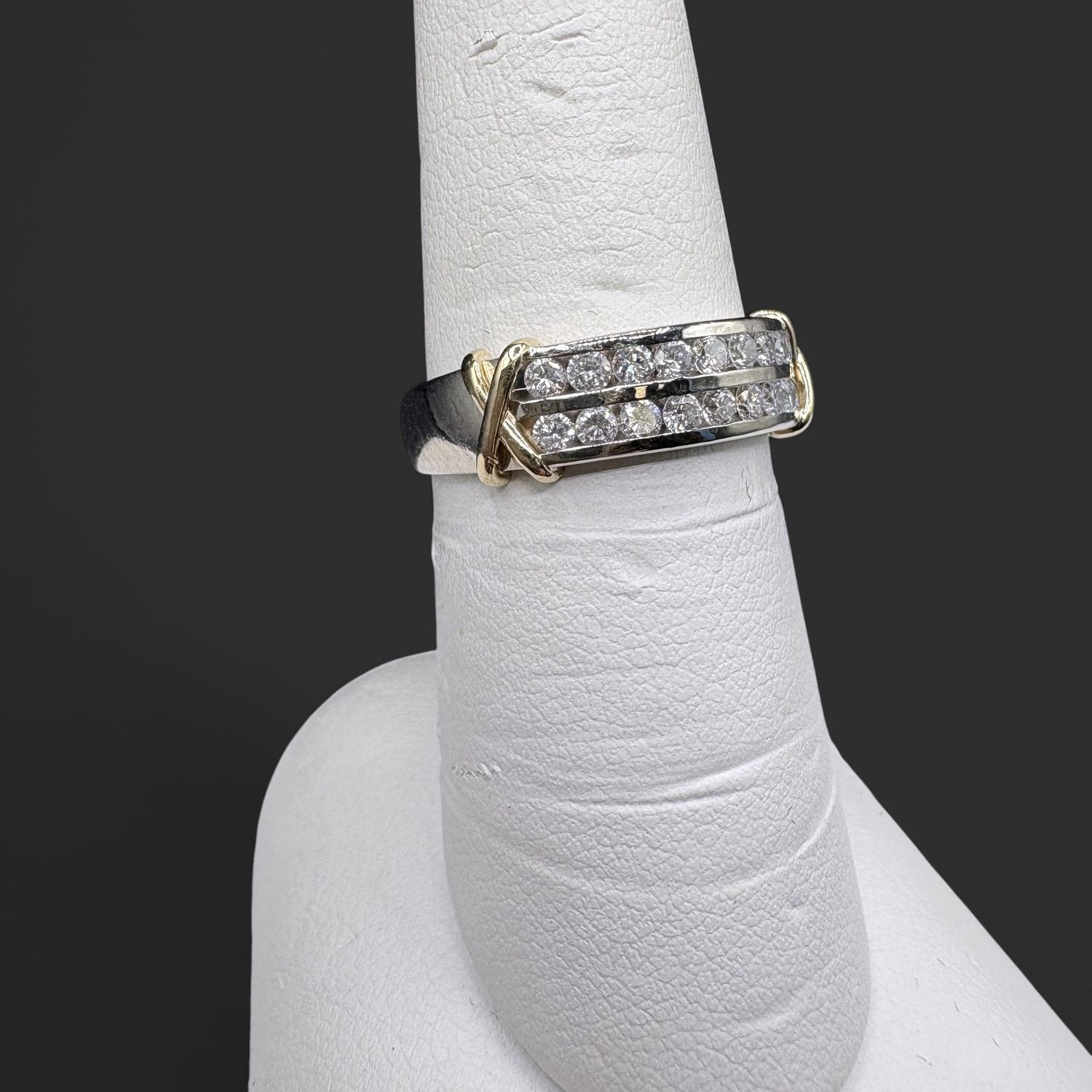 10K WITH 18K ACCENT LAB DIAMOND BAND SIZE 6.5