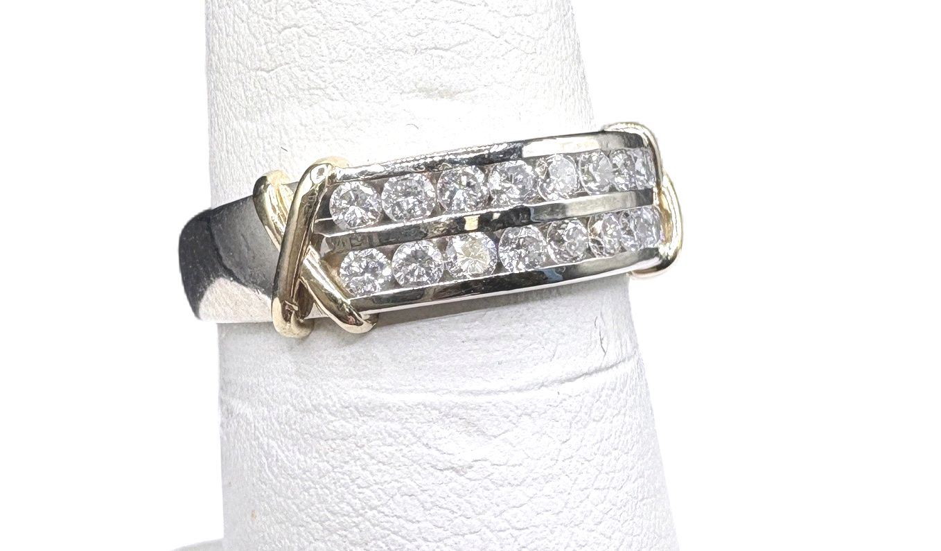 10K WITH 18K ACCENT LAB DIAMOND BAND SIZE 6.5