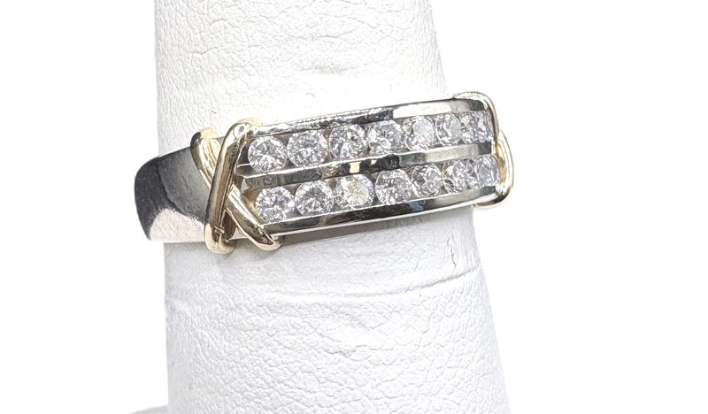 10K WITH 18K ACCENT LAB DIAMOND BAND SIZE 6.5