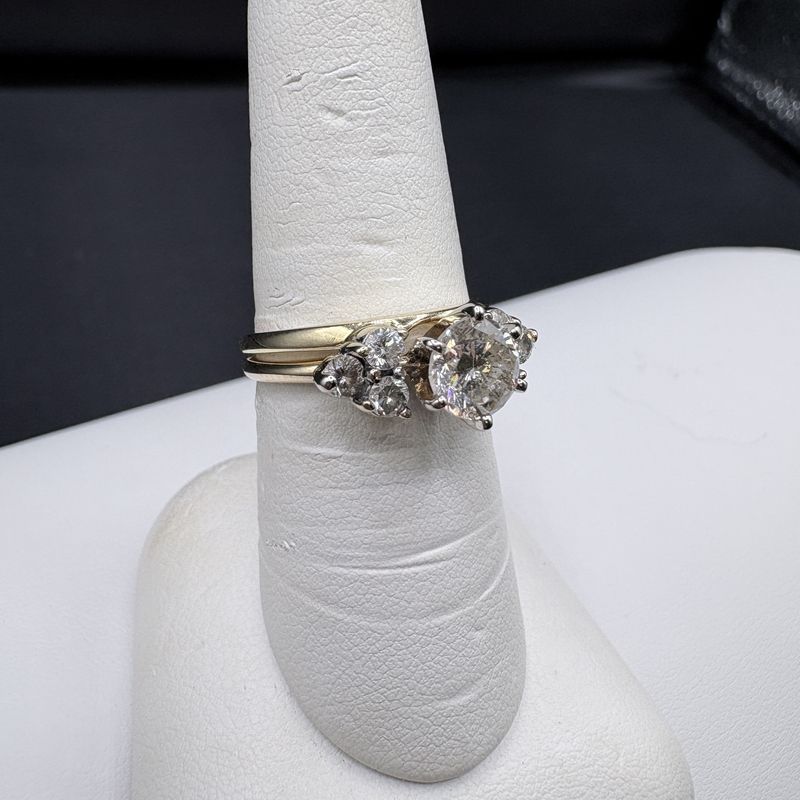 14K DIAMOND WEDDING SET RING SIZE 7