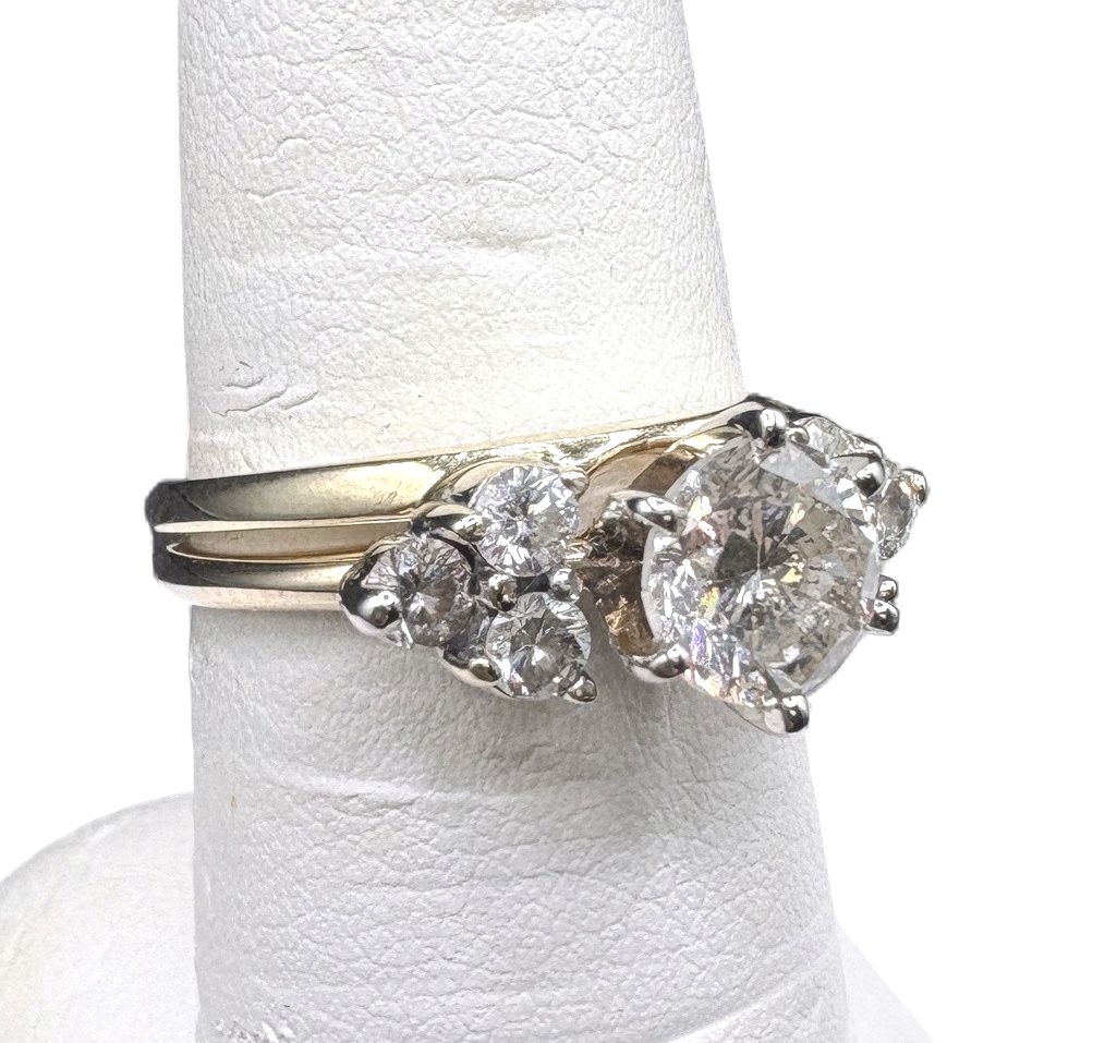 14K DIAMOND WEDDING SET RING SIZE 7