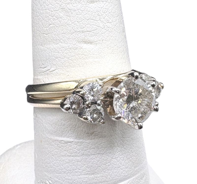 14K DIAMOND WEDDING SET RING SIZE 7