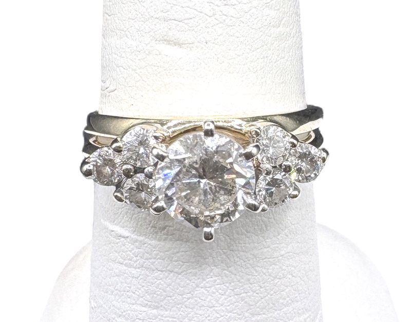 14K DIAMOND WEDDING SET RING SIZE 7