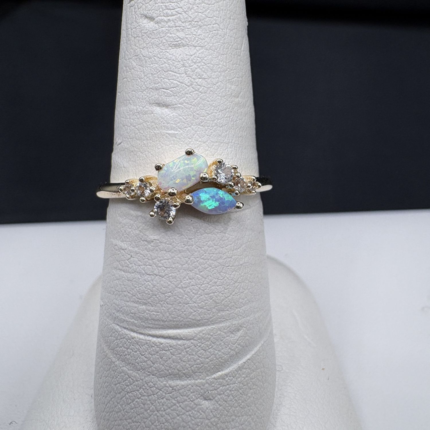 GOLD FILLED SYNTHETIC OPAL RING SIZE 7