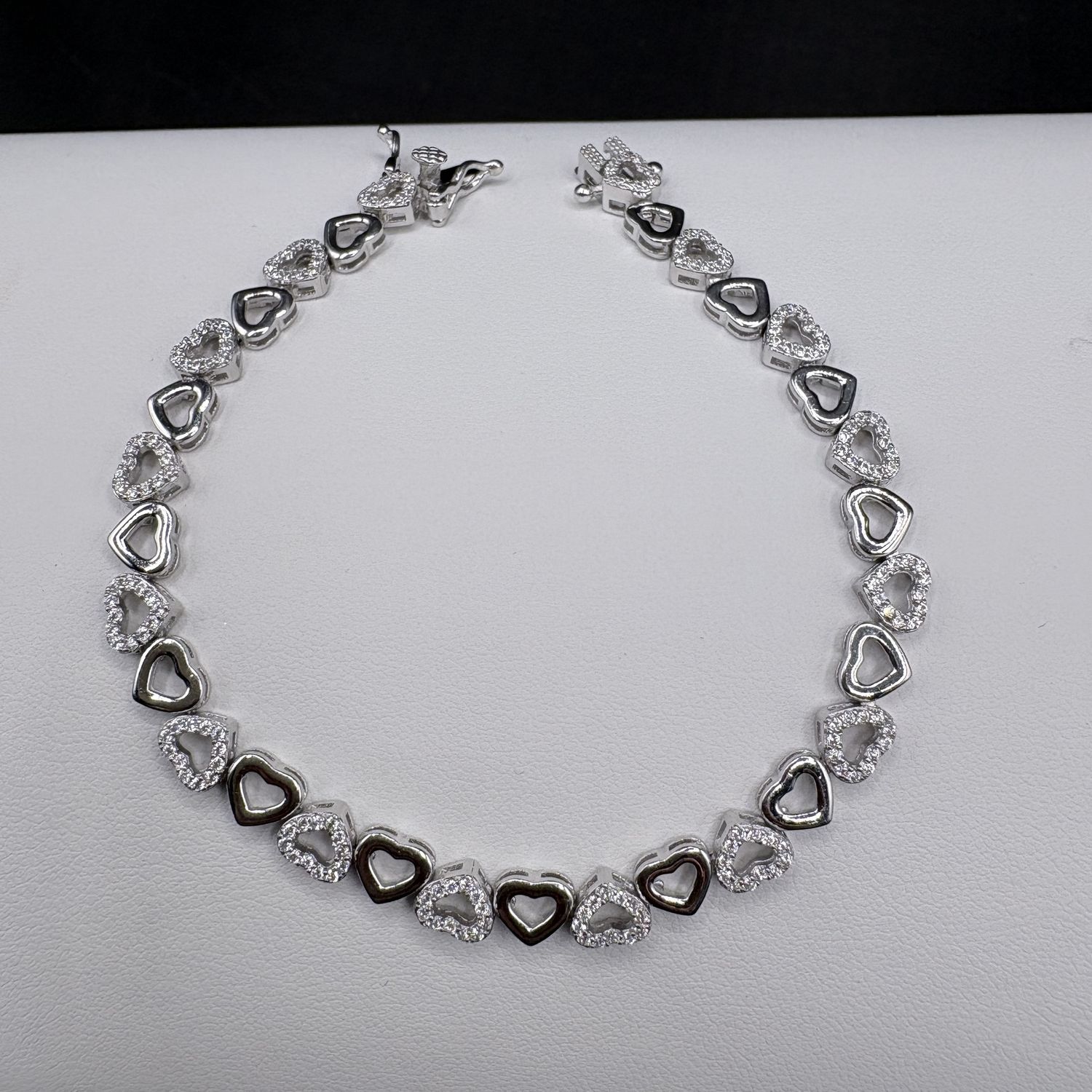STERLING OPEN HEART BRACELET 7.5"