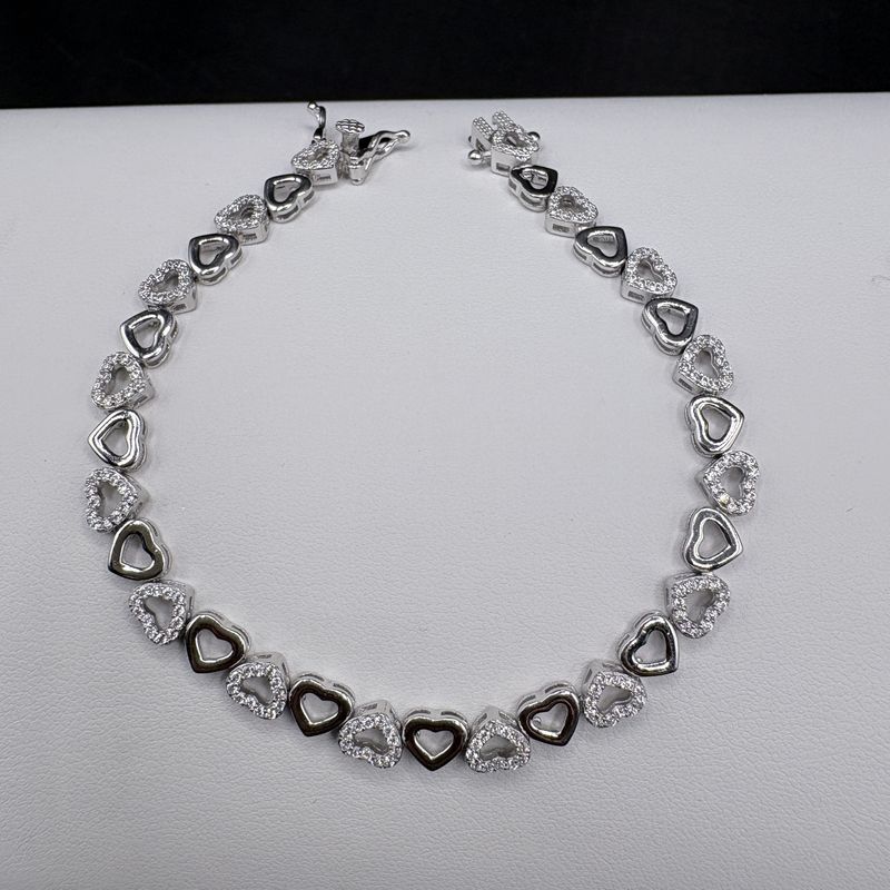 STERLING OPEN HEART BRACELET 7.5"