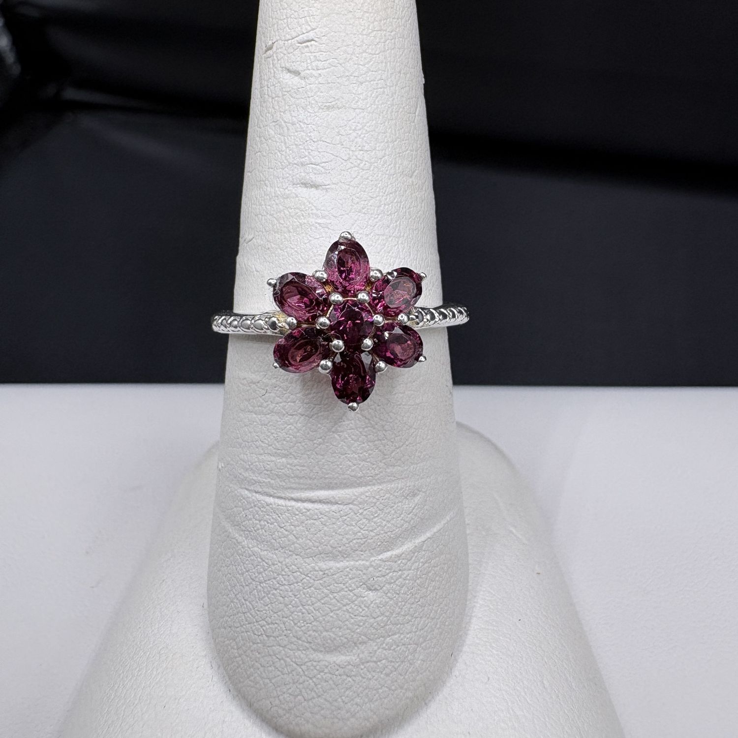 STERLING RHODOLITE  GARNET RING SIZE 7