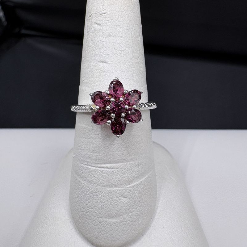 STERLING RHODOLITE  GARNET RING SIZE 7