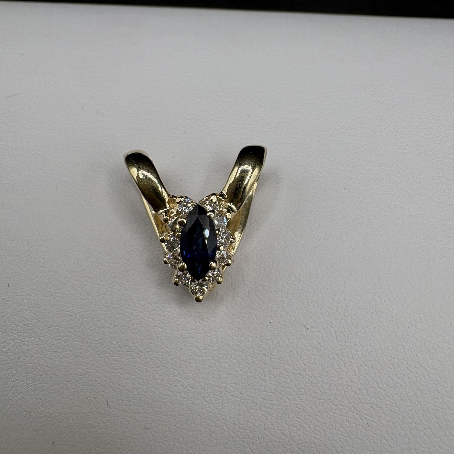 14K SAPPHIRE &amp; DIAMOND SLIDE PENDANT IN YELLOW GOLD