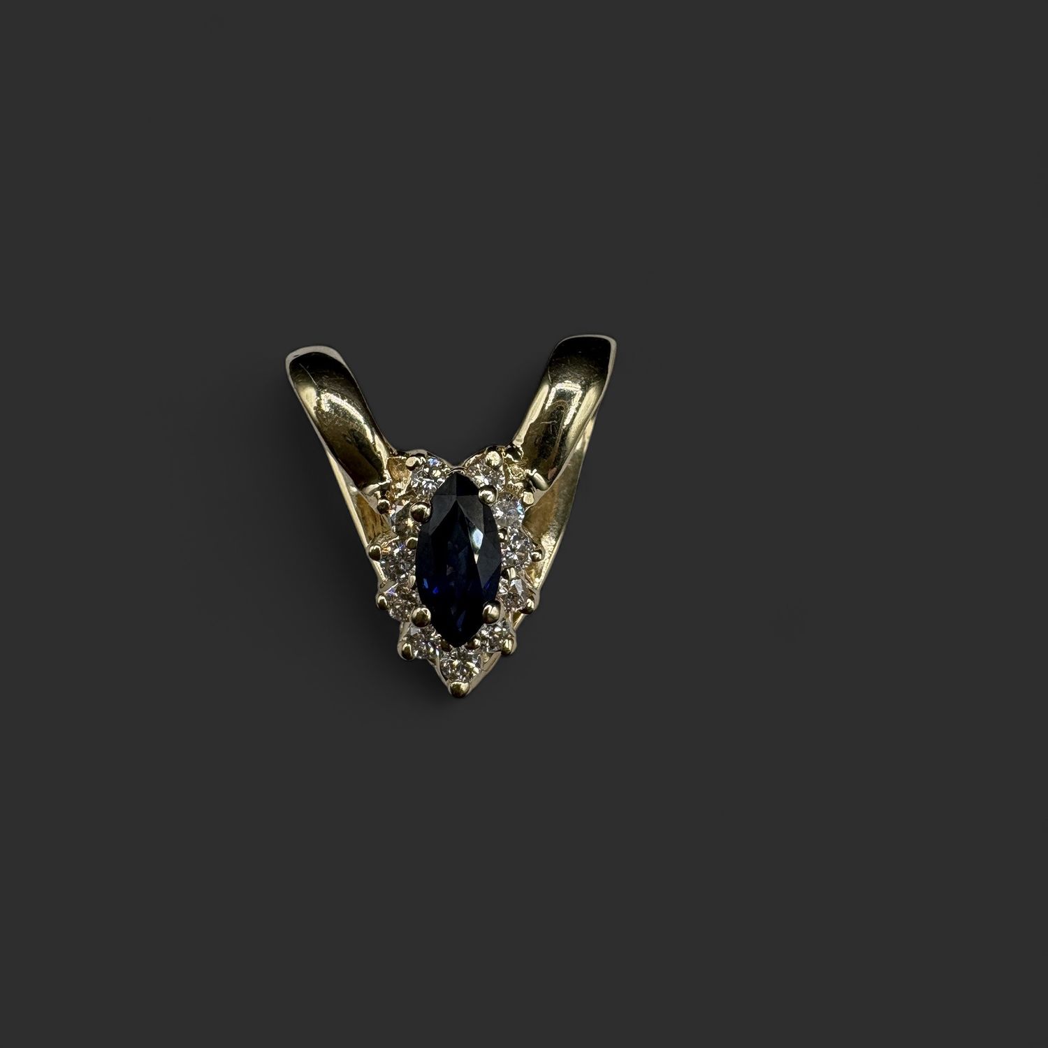 14K SAPPHIRE &amp; DIAMOND SLIDE PENDANT IN YELLOW GOLD