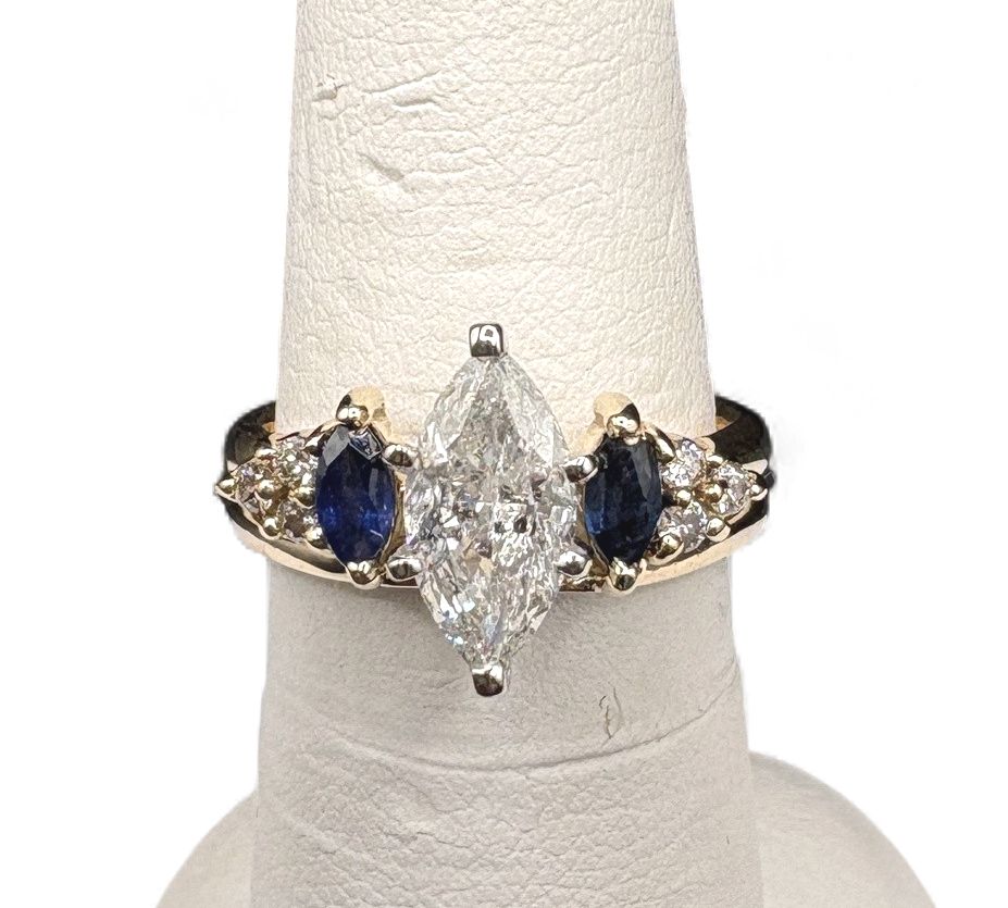 14K MARQUIS DIAMOND RING SIZE 7