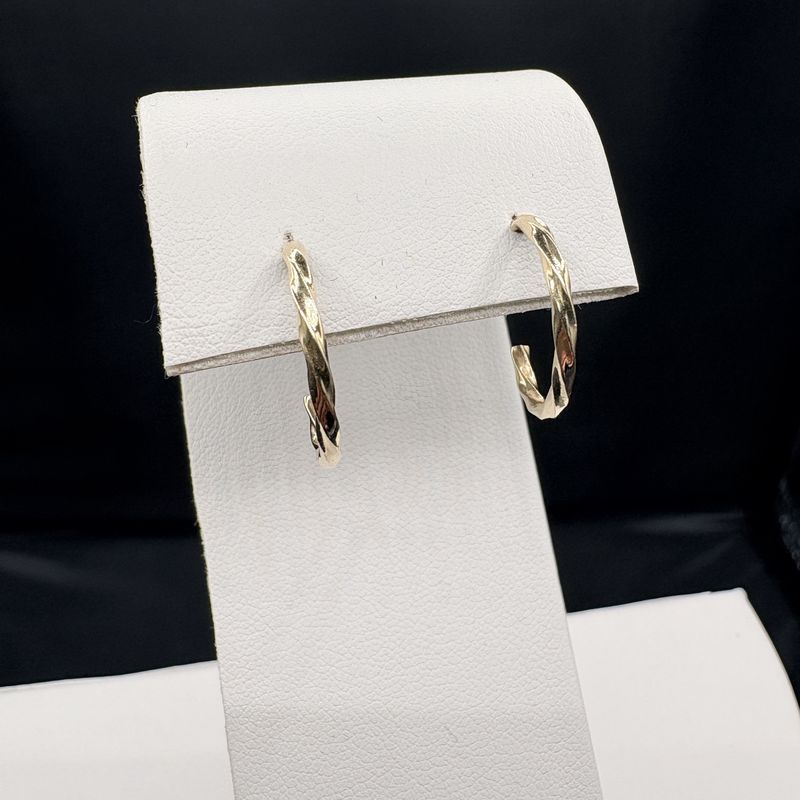 14K TWISTED YELLOW GOLD HOOP EARRINGS