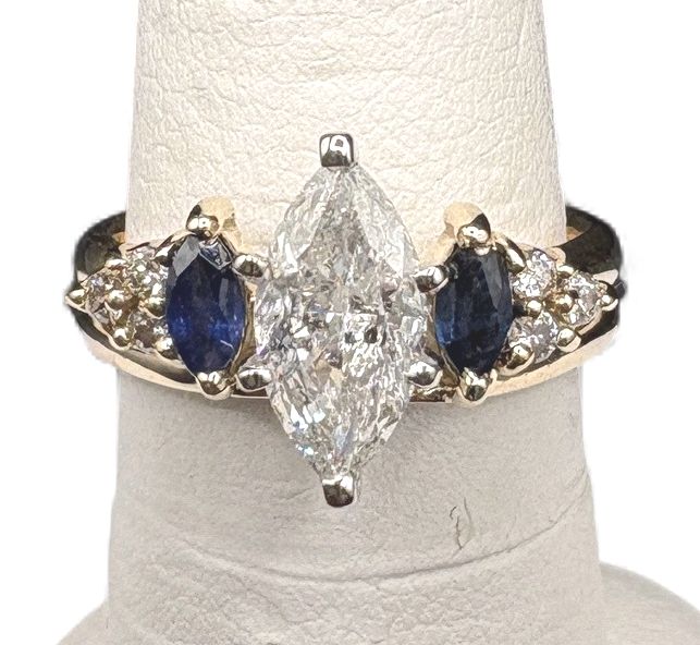 14K SAPPHIRE &amp; DIAMOND ENGAGEMENT WRAP SIZE 6