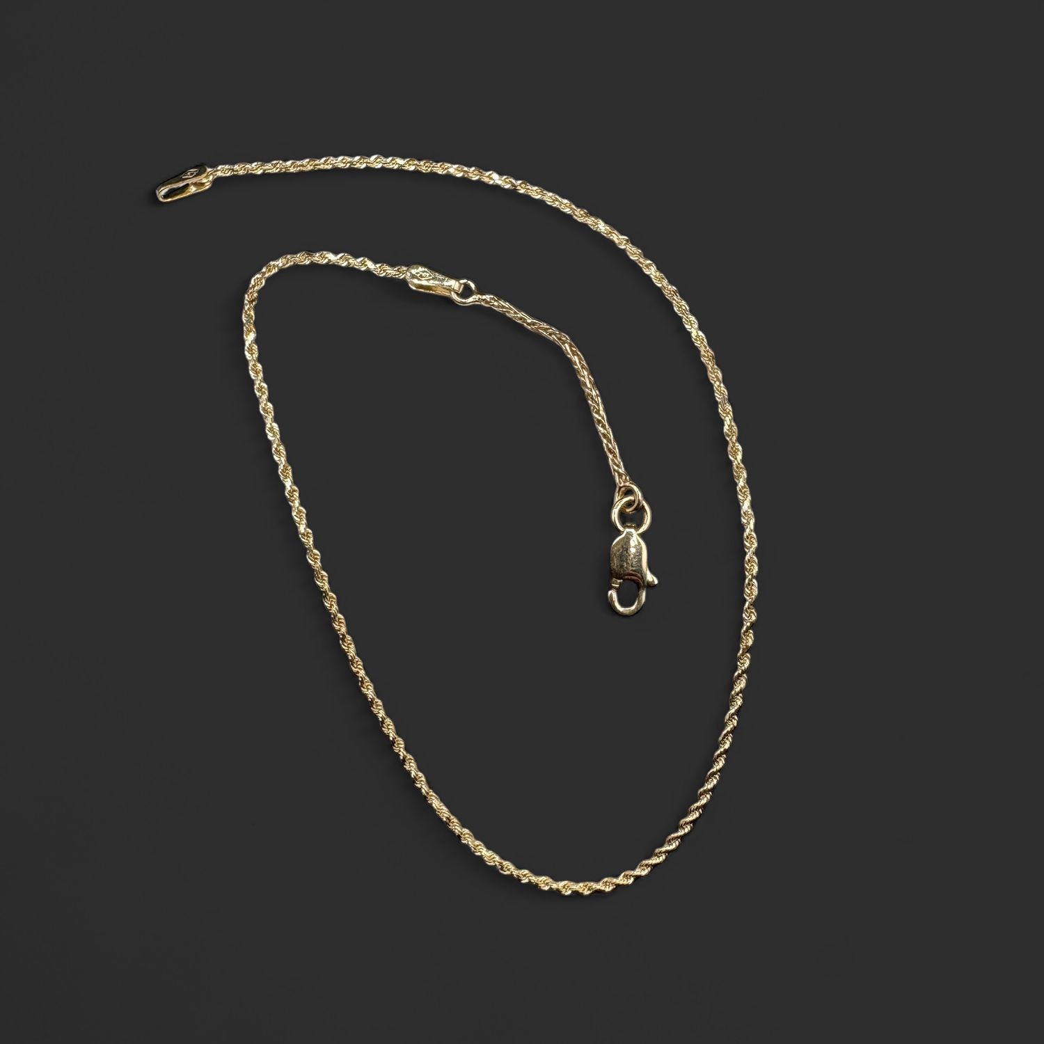 10K ROPE ANKLET 8.5" WITH 1.5" EXTENSION YELLOW GOLD