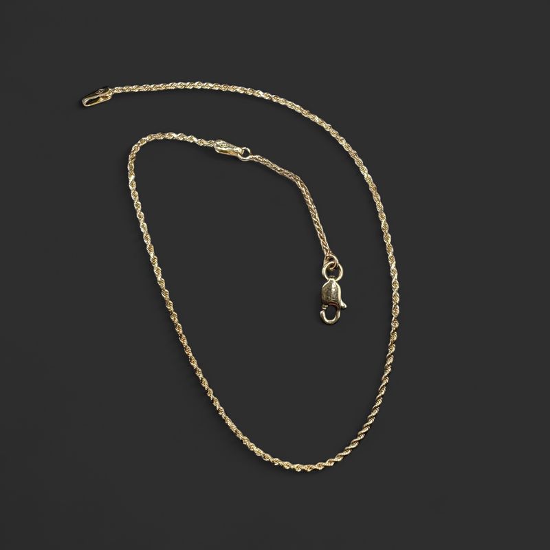 10K ROPE ANKLET 8.5" WITH 1.5" EXTENSION YELLOW GOLD