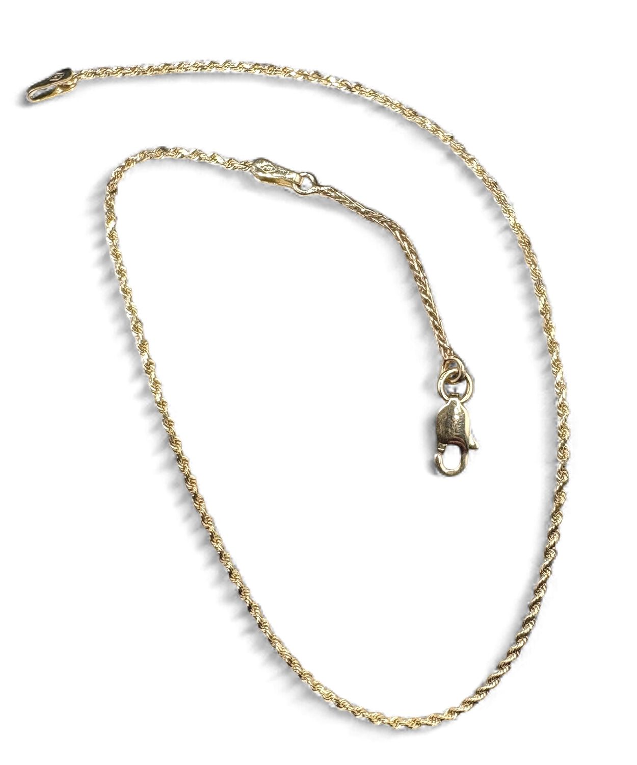 10K ROPE ANKLET 8.5" WITH 1.5" EXTENSION YELLOW GOLD