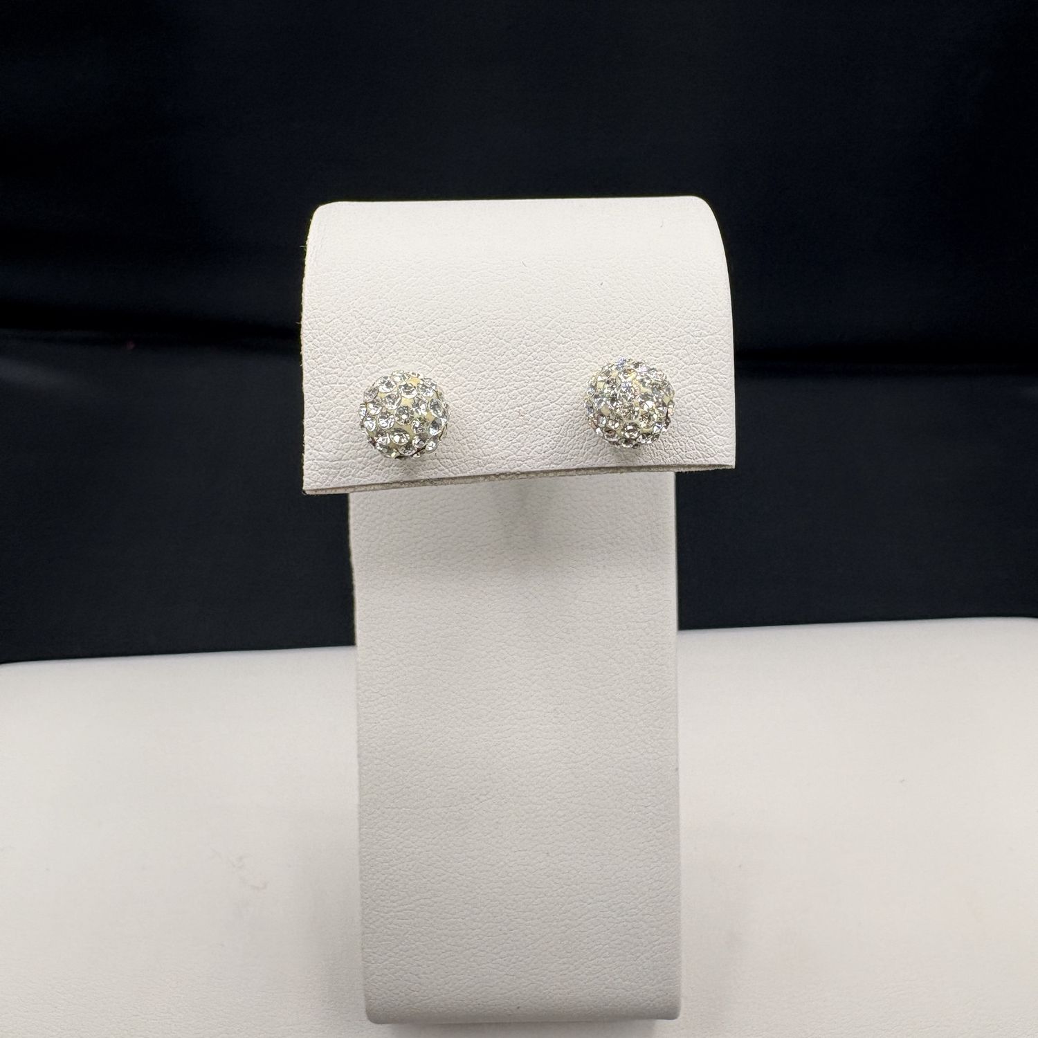 14K CRYSTAL ENCRUSTED BALL EARRING IN YELLOW GOLD