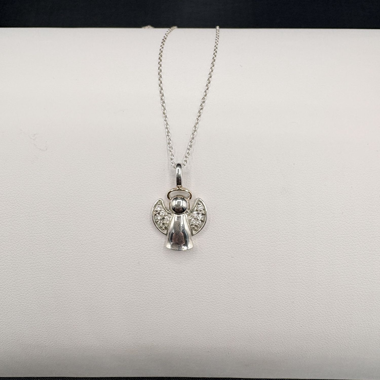 STERLING ANGEL WITH CZ PENDANT WITH 20" CHAIN