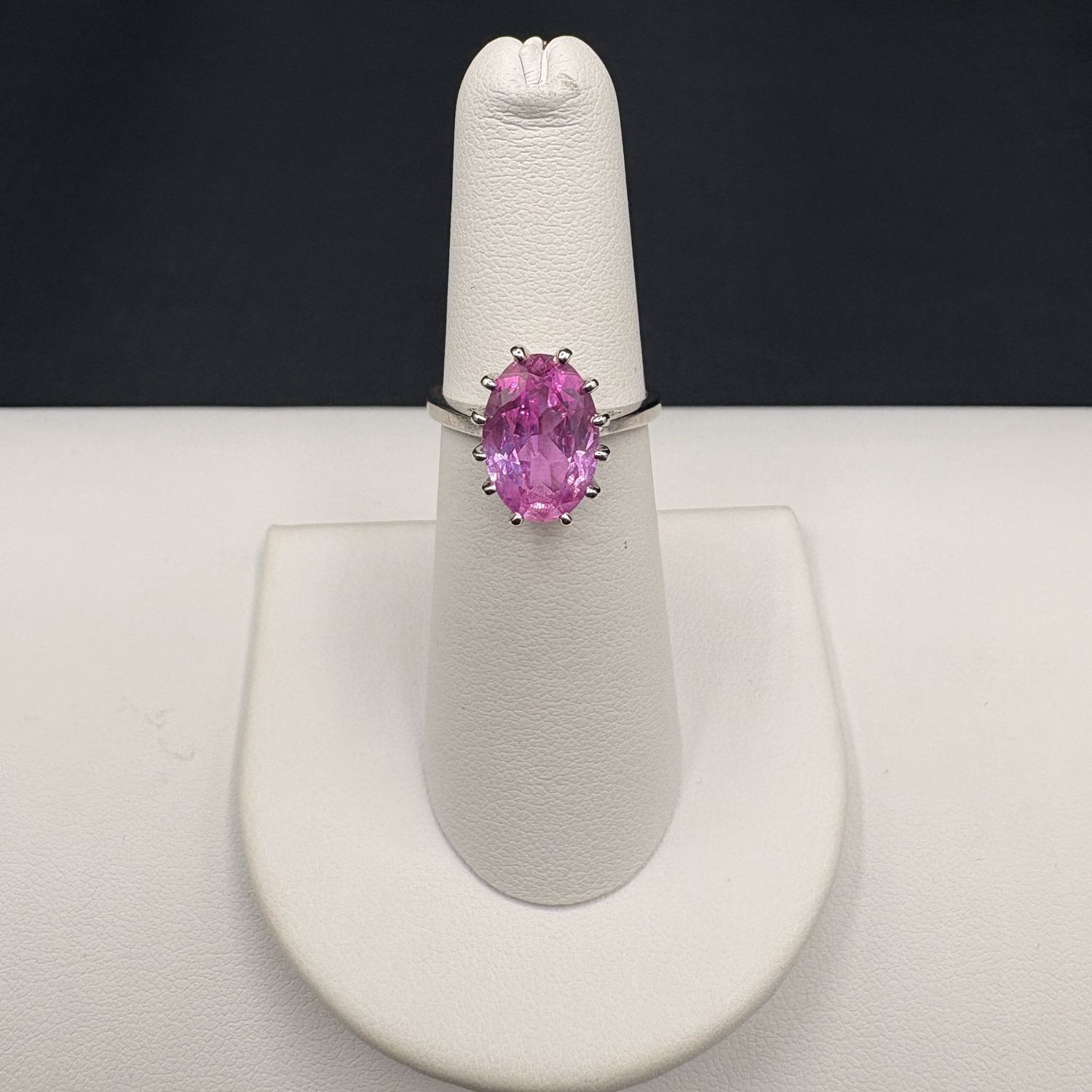 10K PINK SAPPHIRE RING IN WHITE GOLD SIZE 6