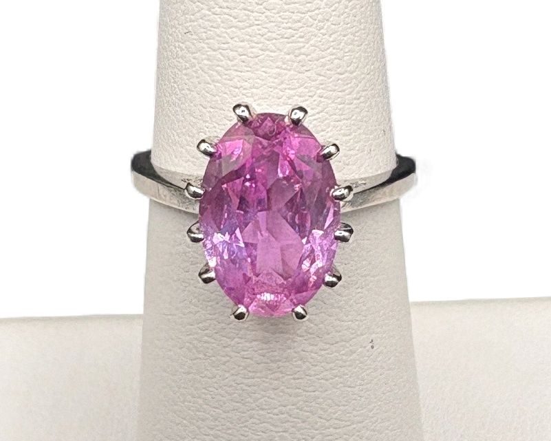 10K PINK SAPPHIRE RING IN WHITE GOLD SIZE 6