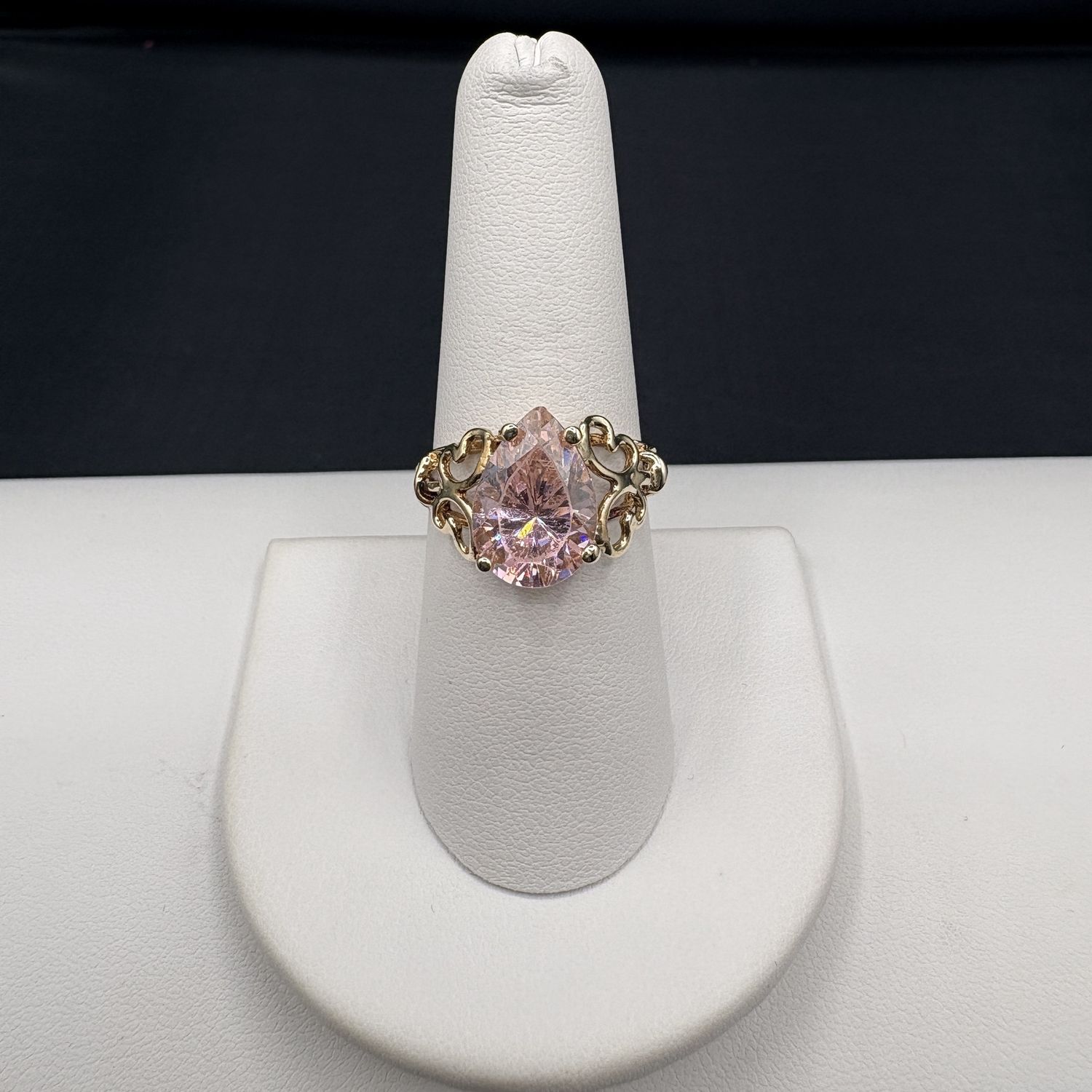 10K PINK ICE FILAGREE RING IN YELLOW GOLD SIZE 8