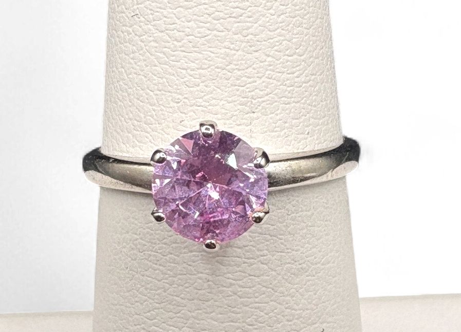 10K PINK SAPPHIRE RING IN WHITE GOLD  SIZE 6