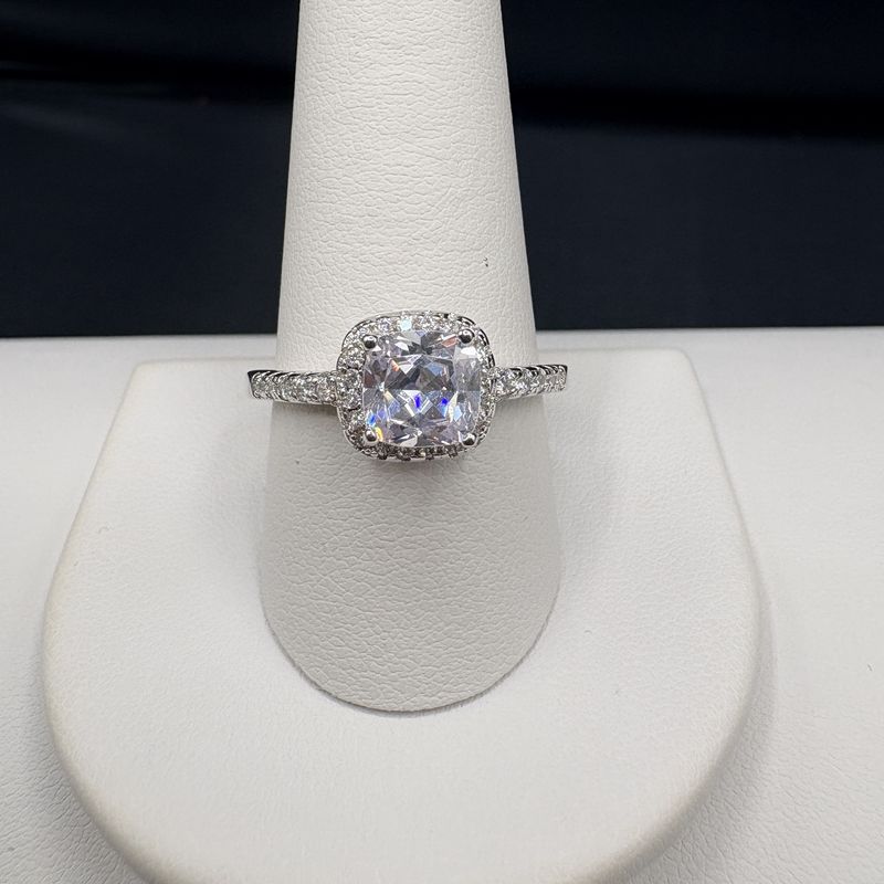 STERLING CZ CUSHION CUT RING SIZE 10