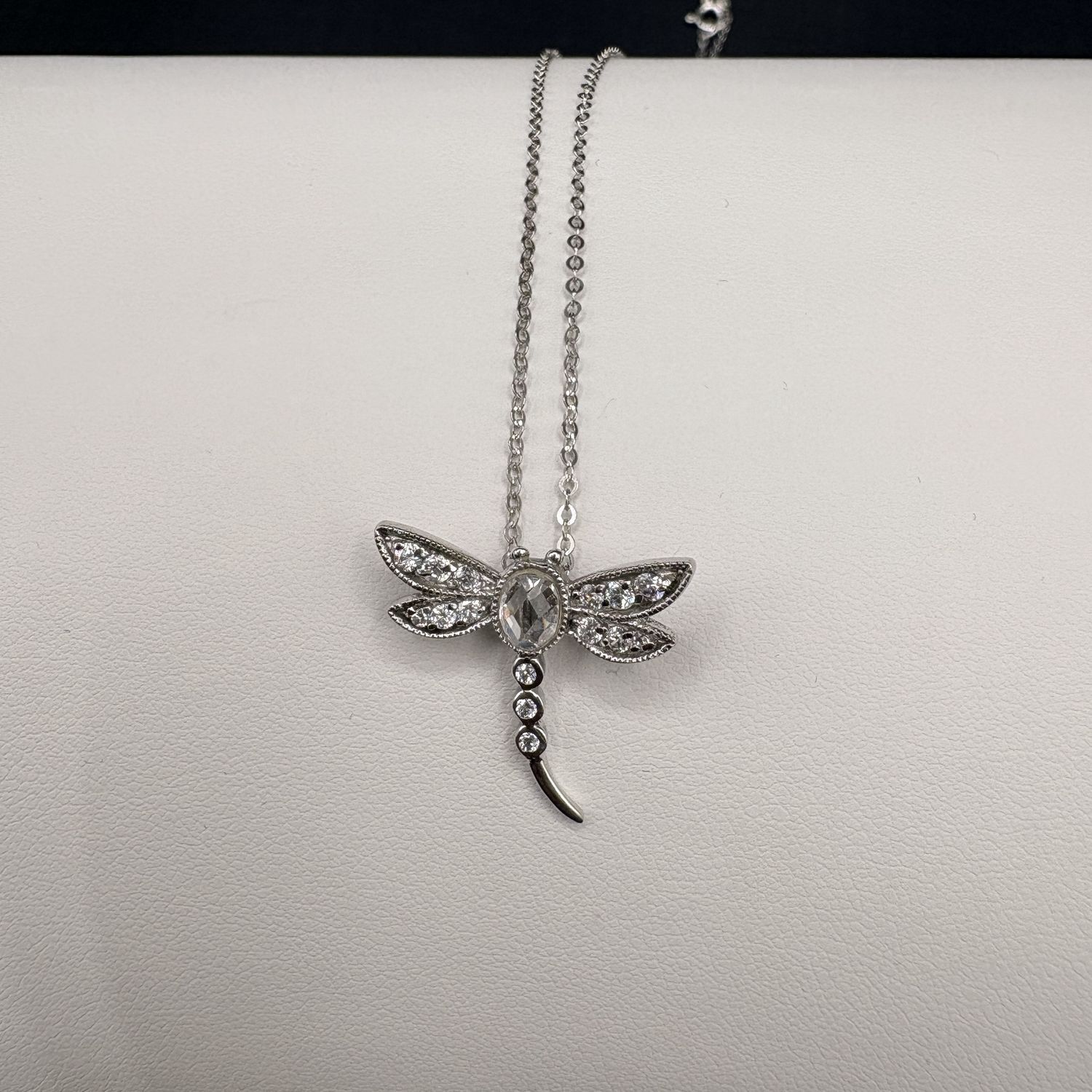 STERLING CZ DRAGONFLY PENDANT AND CHAIN 18"
