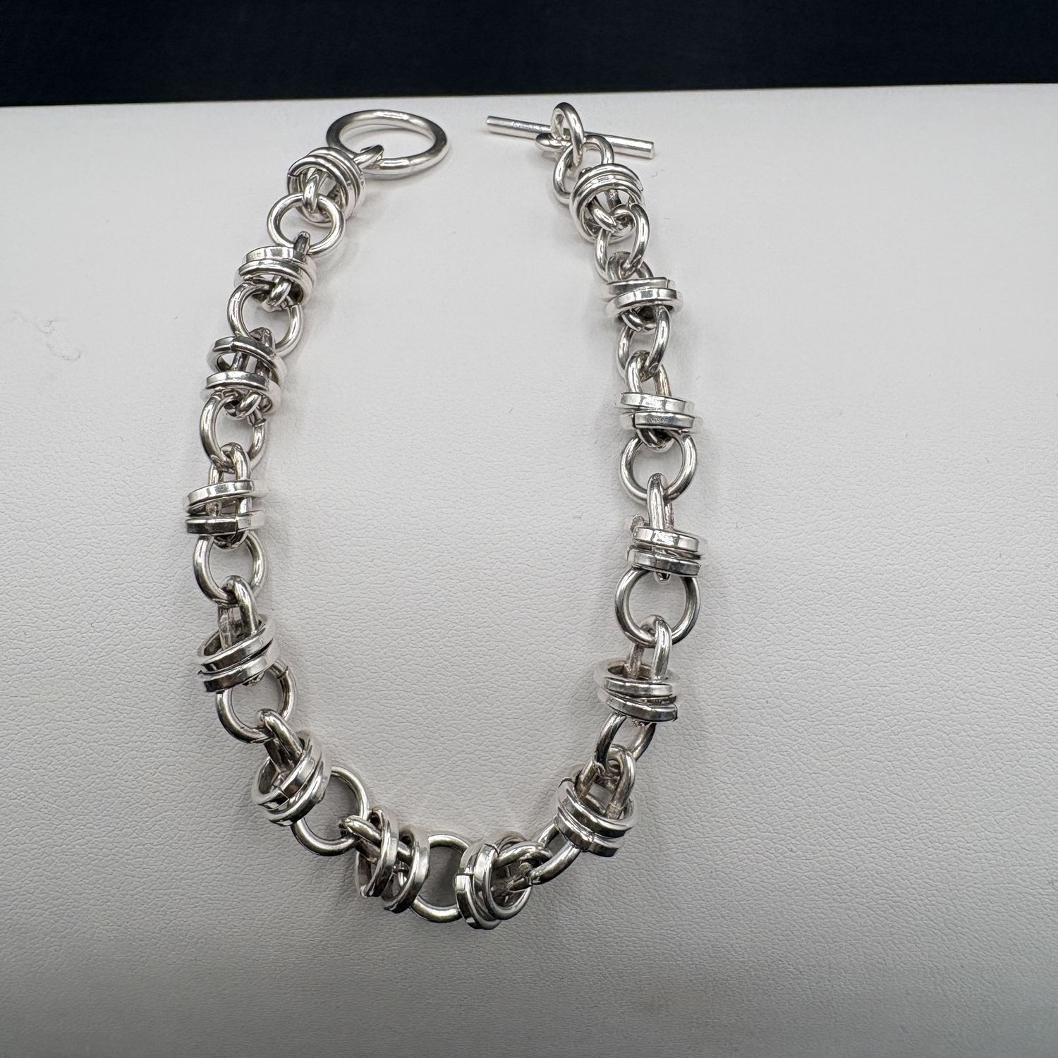 STERLING MULTI RING BRACELET 7.25"