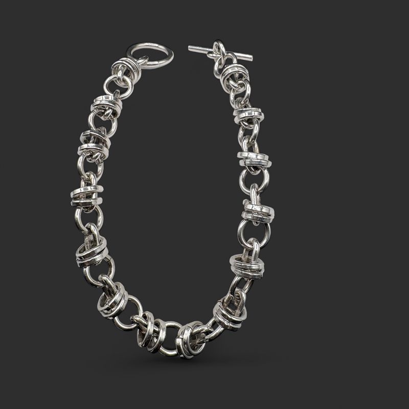 STERLING MULTI RING BRACELET 7.25"