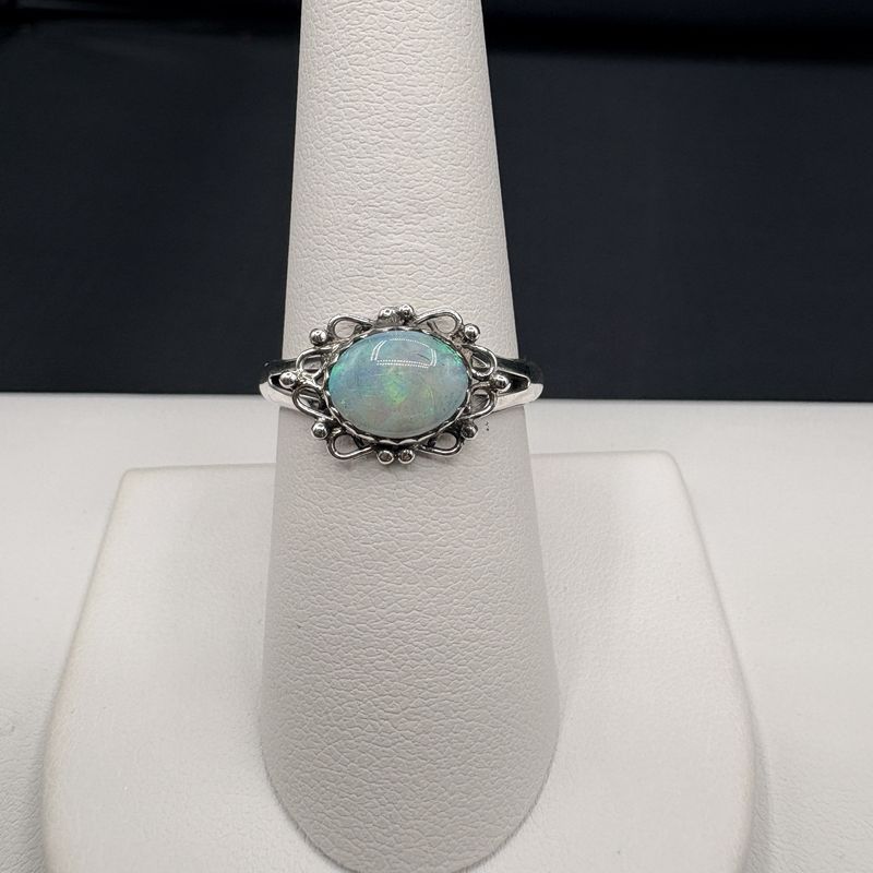 STERLING OPAL EAST/WEST RING SIZE 8
