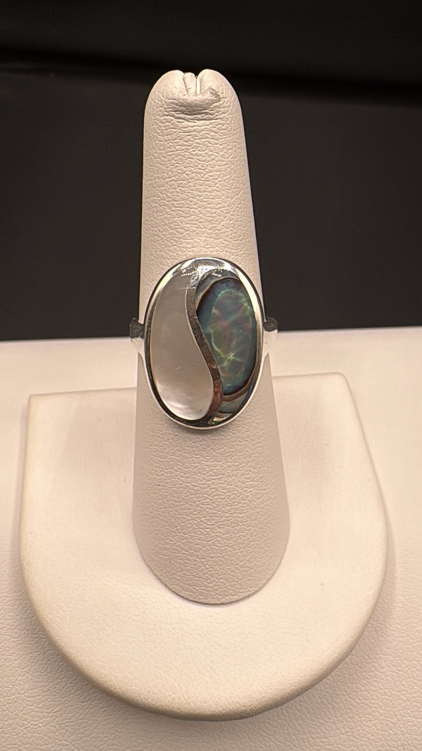 STERLING ABALONE &amp; MOTHER OF PEARL RING SIZE 7