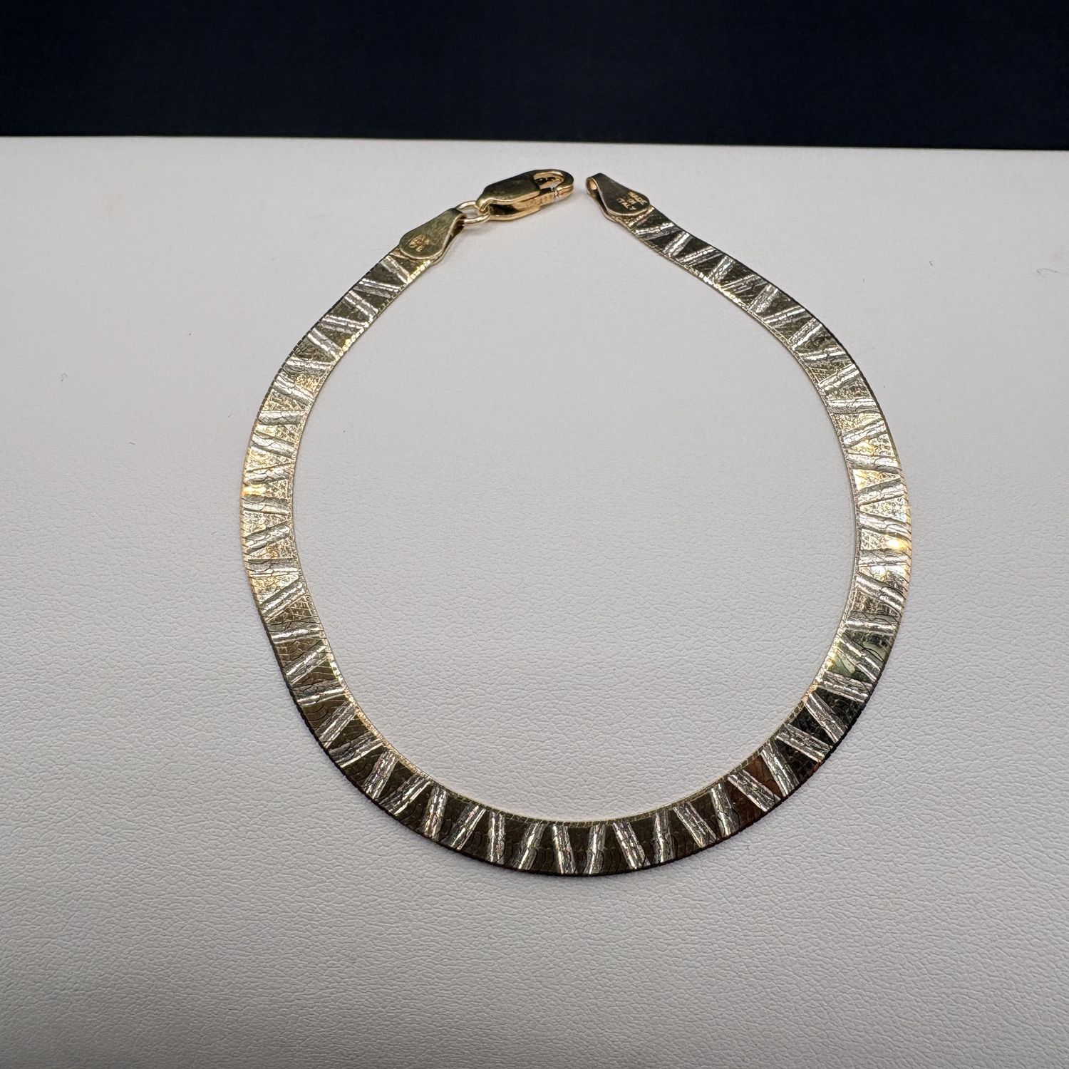 STERLING GOLD PLATED REVERSABLE HERRINGBONE BRACELET 7"