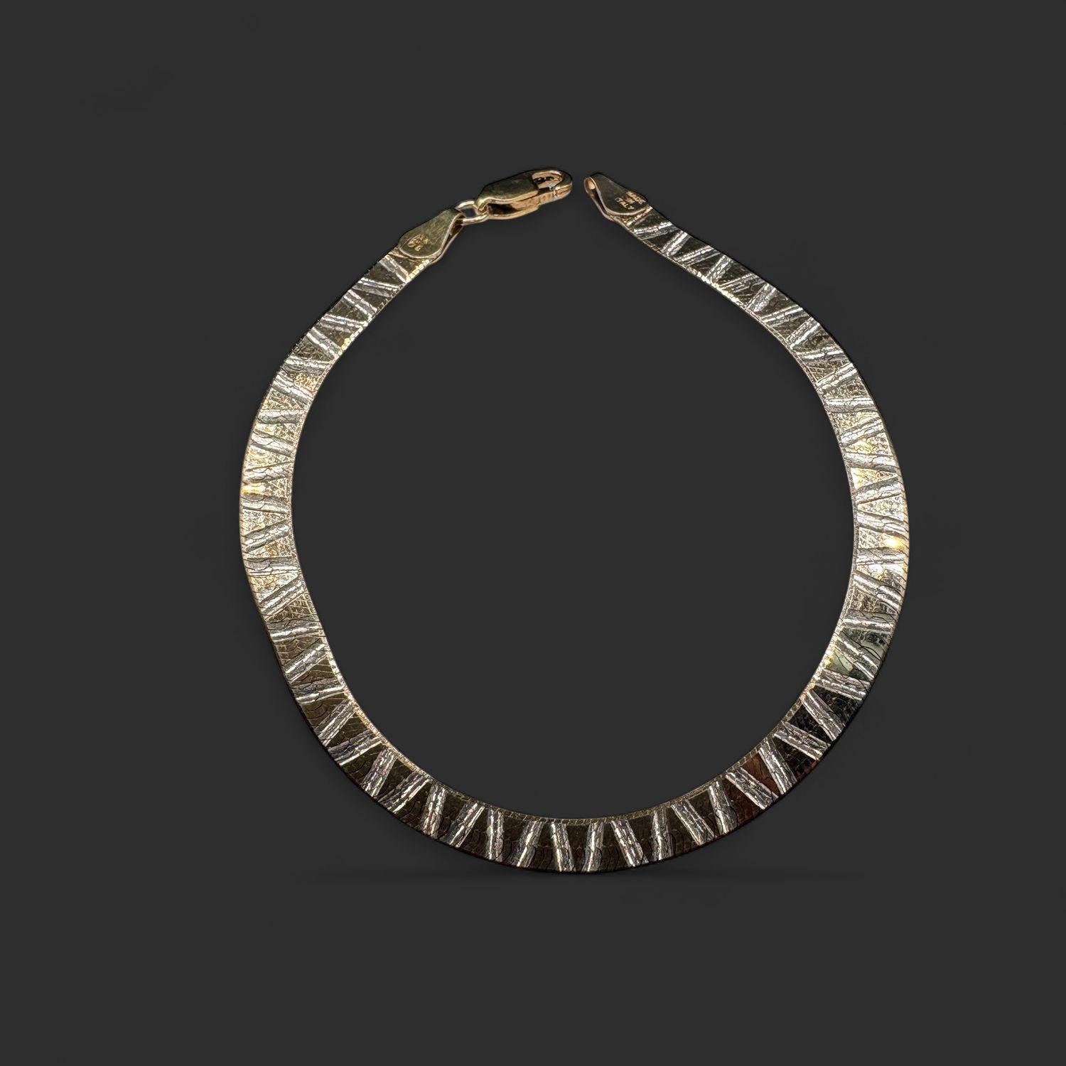 STERLING GOLD PLATED REVERSABLE HERRINGBONE BRACELET 7"
