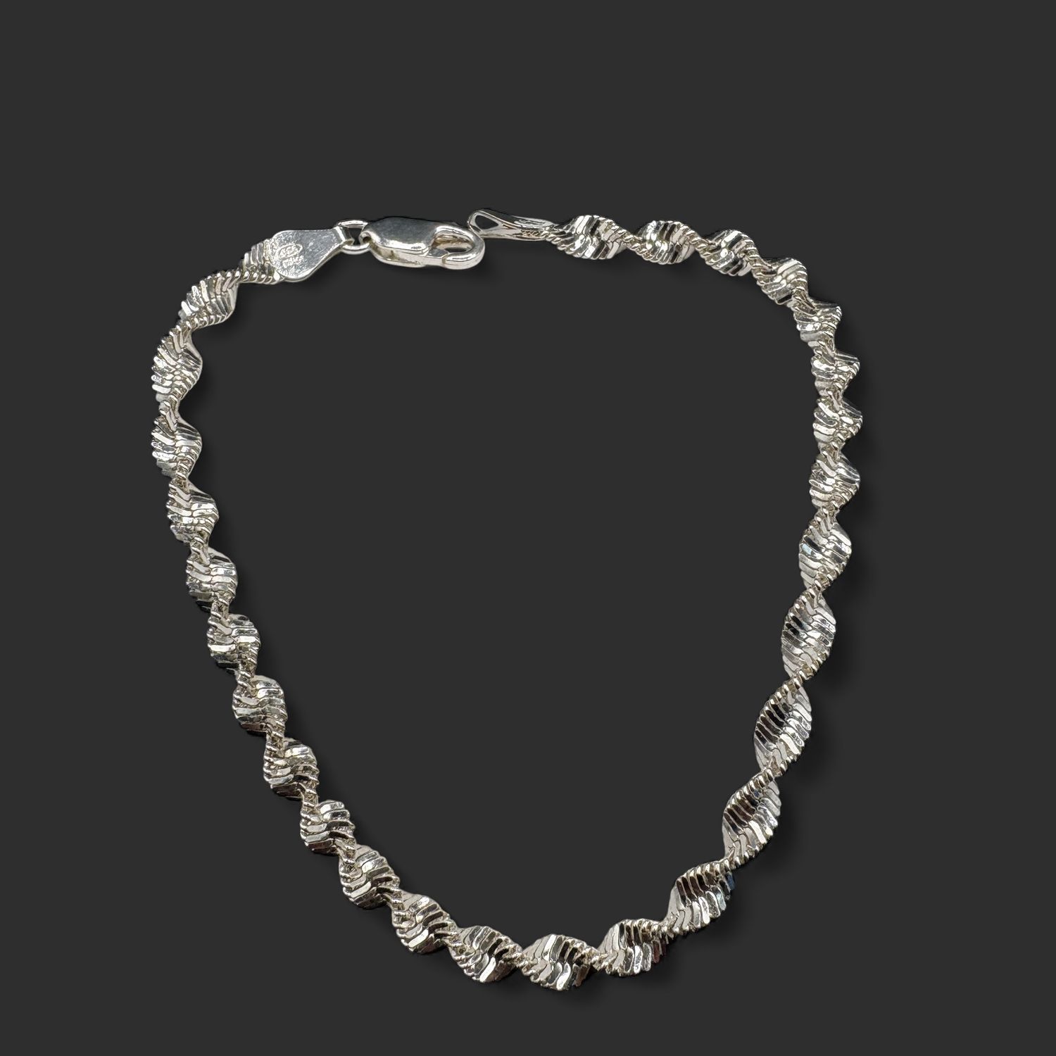STERLING TWISTED HERRINGBONE BRACELET 7.5"