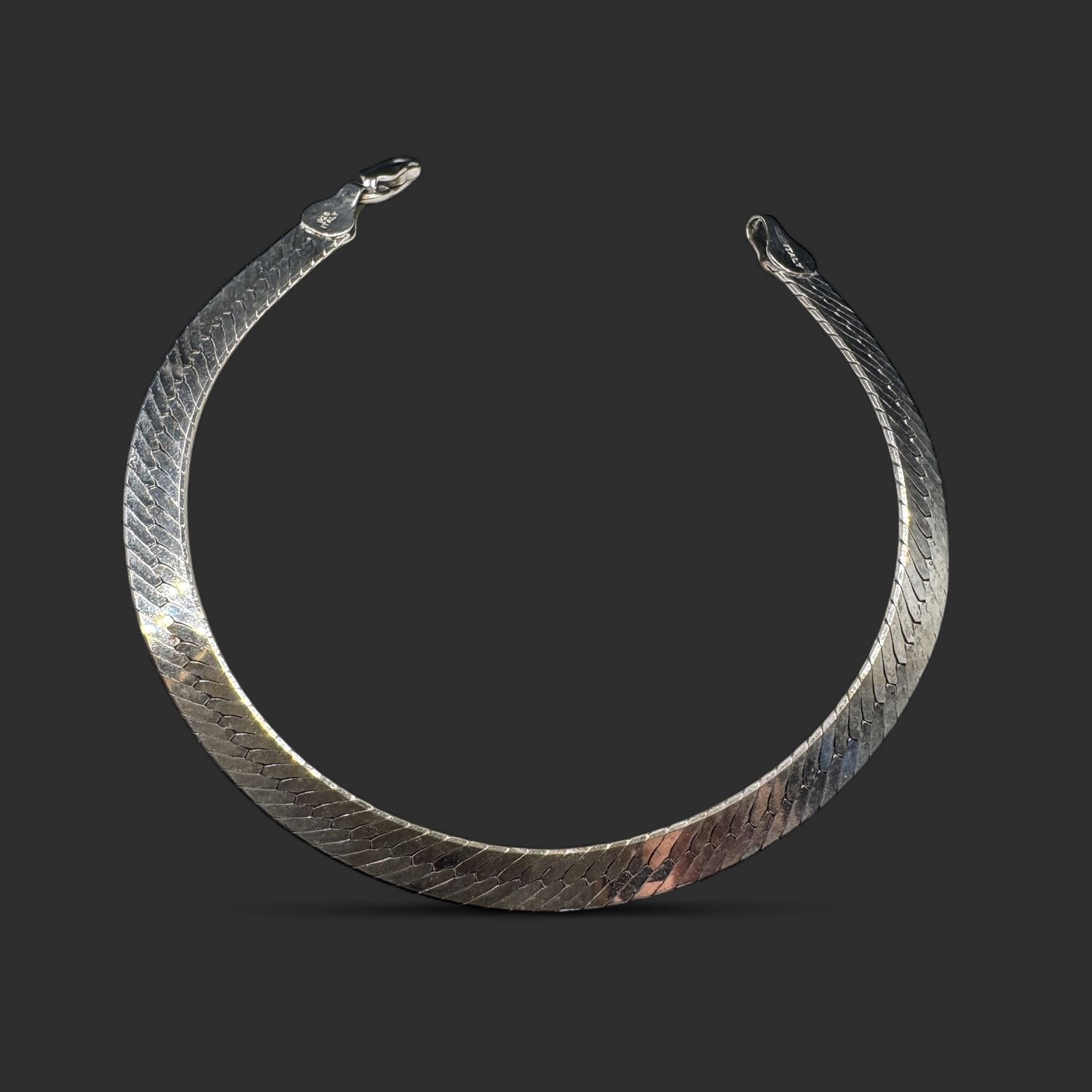 STERLING DIAMOND CUT REVERSABLE HERRINGBONE BRACELET 7.5"