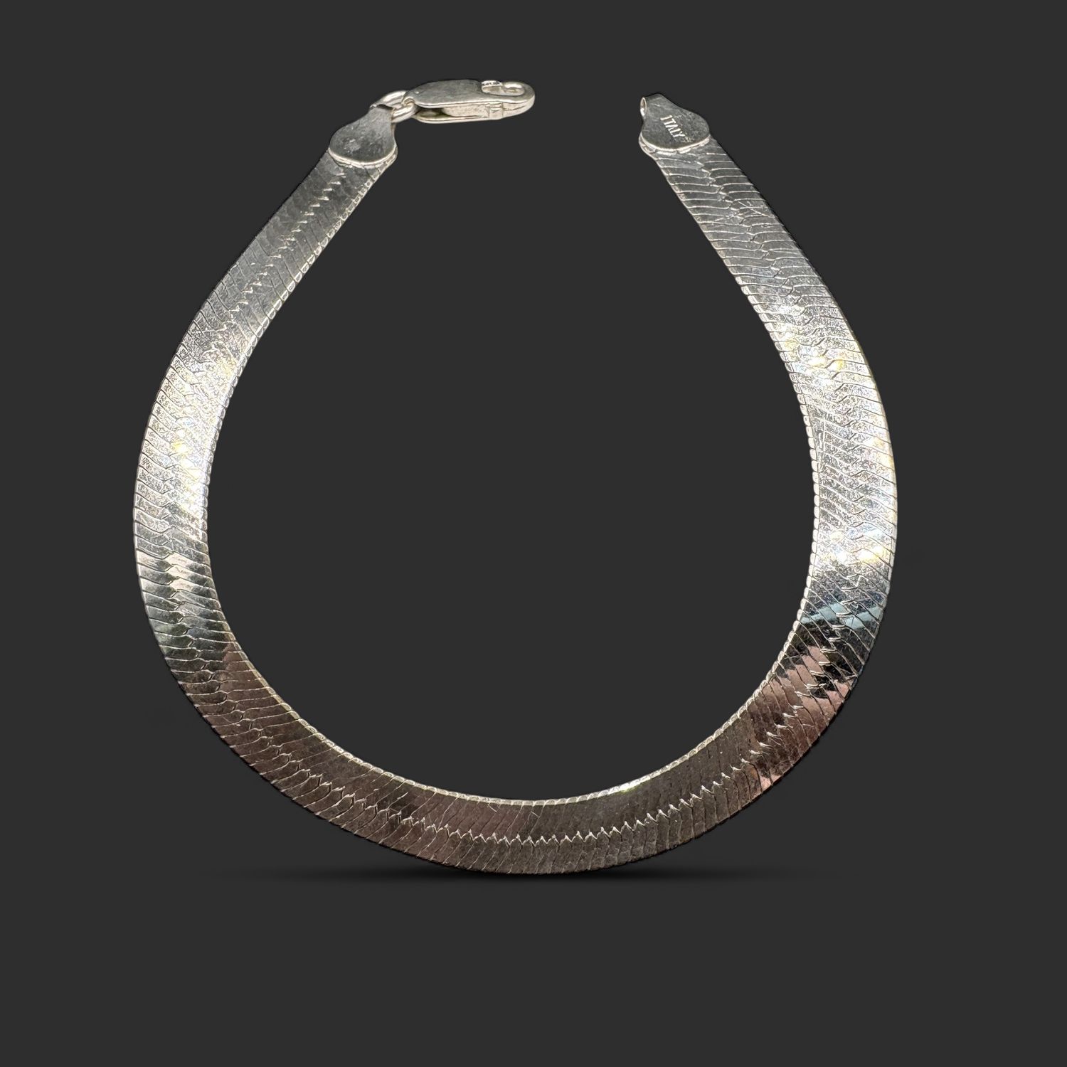STERLING HERRINGBONE BRACELET 8"