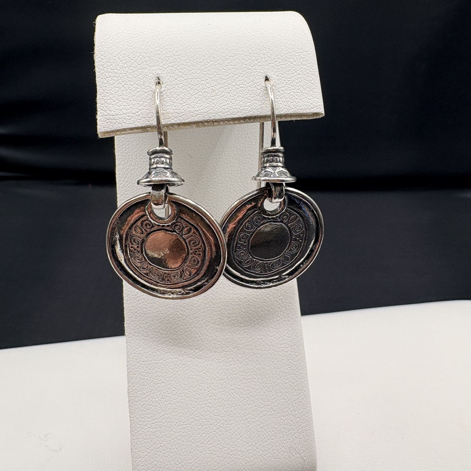 STERLING ROUND DISK DANGLE EARRING