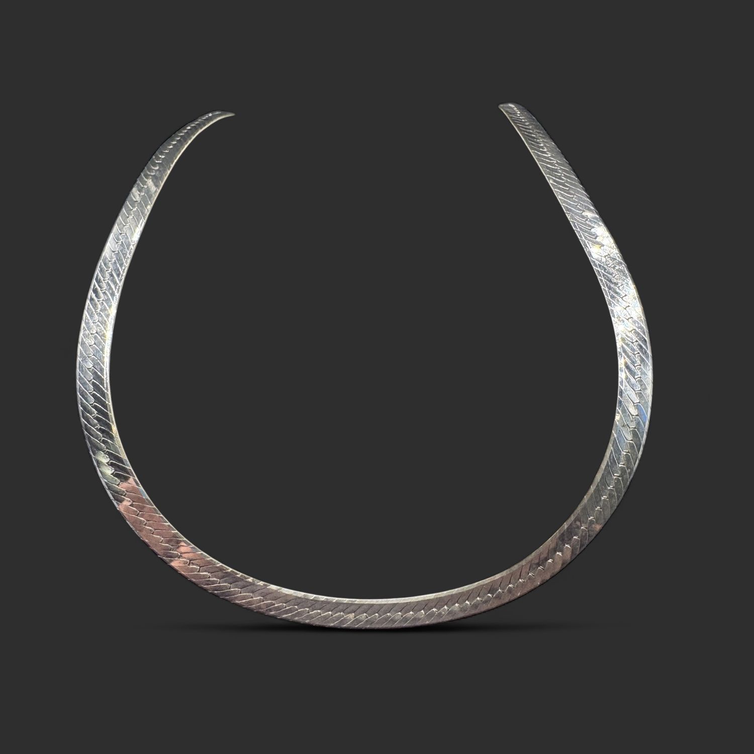 STERLING HERRINGBONE NECKLACE 18"