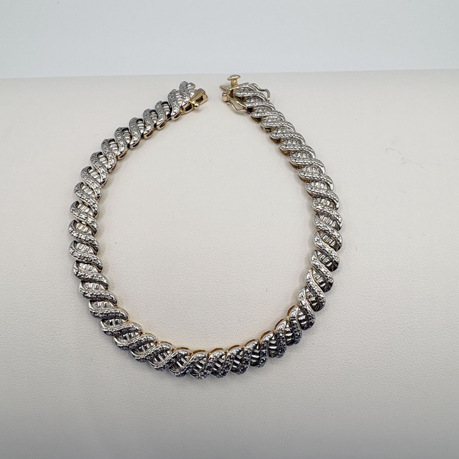 STERLING GOLD PLATED FAUX TENNIS BRACELET 7.5"