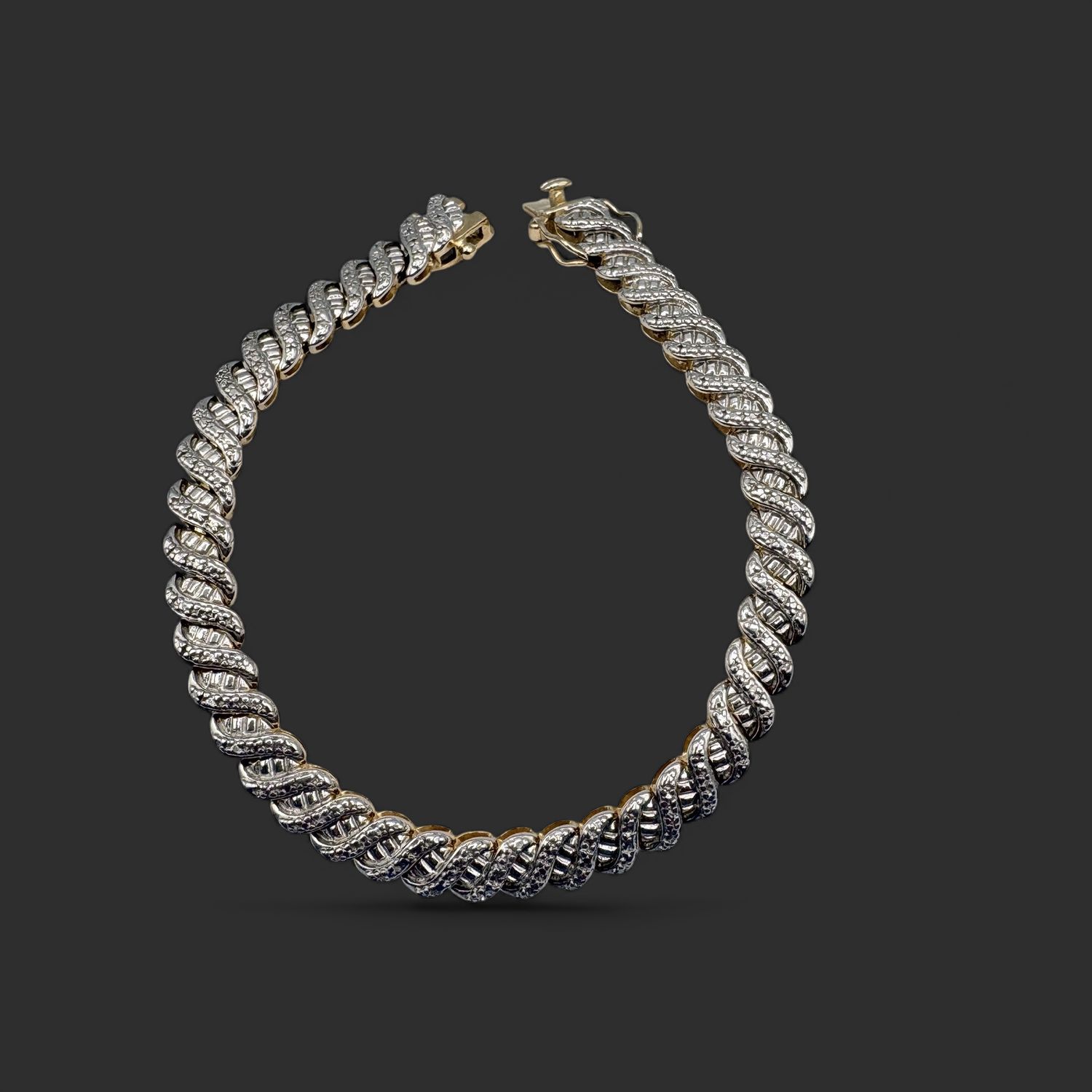STERLING GOLD PLATED FAUX TENNIS BRACELET 7.5"