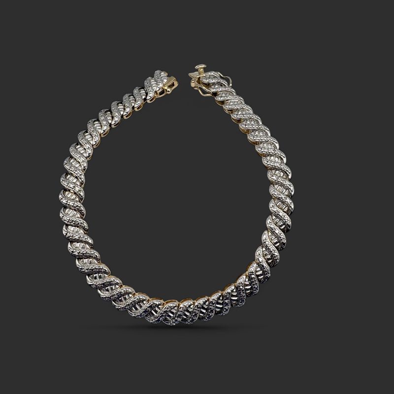 STERLING GOLD PLATED FAUX TENNIS BRACELET 7.5"