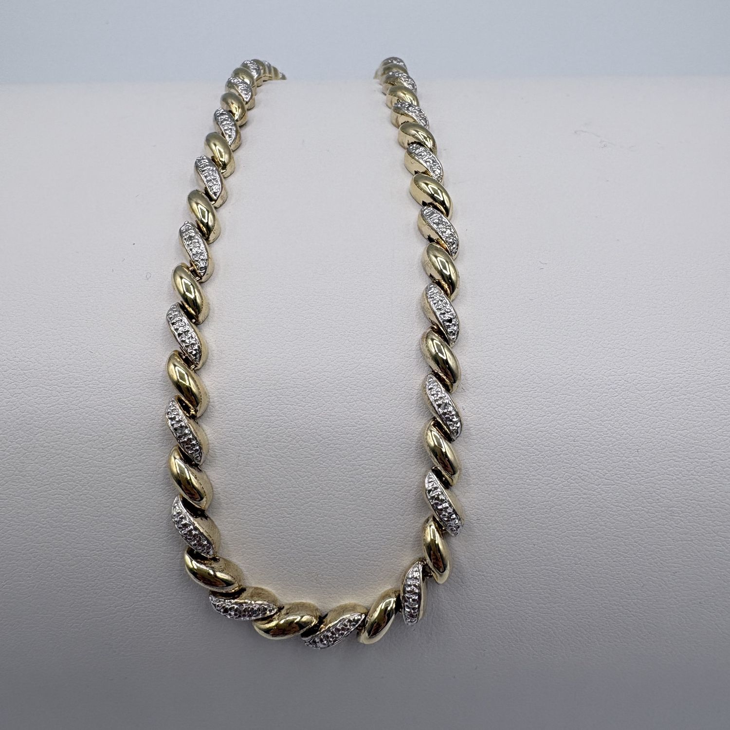 STERLING GOLD PLATED SAN MARCO DIAMOND NECKLACE 17"