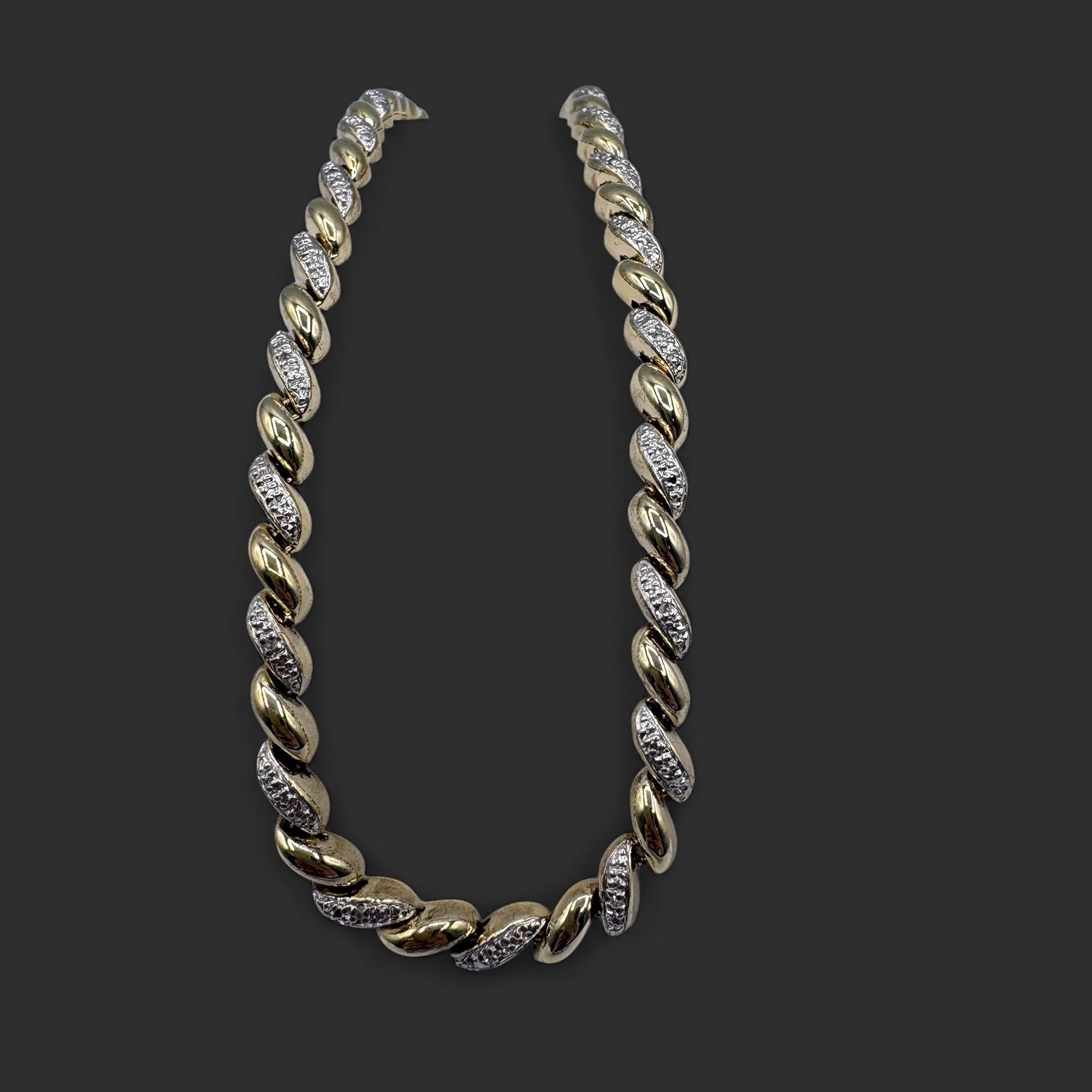 STERLING GOLD PLATED SAN MARCO DIAMOND NECKLACE 17"