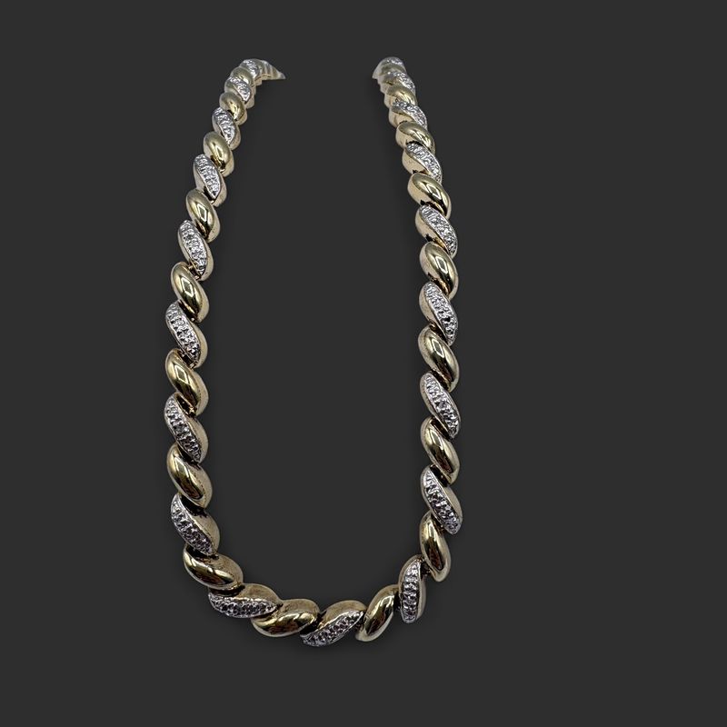 STERLING GOLD PLATED SAN MARCO DIAMOND NECKLACE 17"