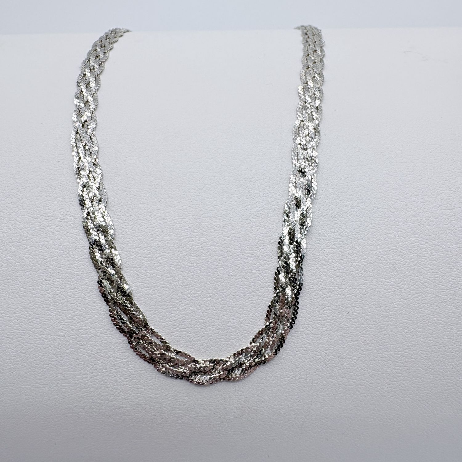 STERLING BRAIDED HERRINGBONE NECKLACE 18"