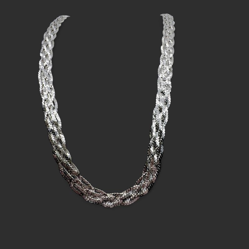 STERLING BRAIDED HERRINGBONE NECKLACE 18"