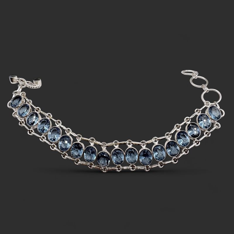 STERLING BLUE TOPAZ TOGGLE BRACELET 8"+1
