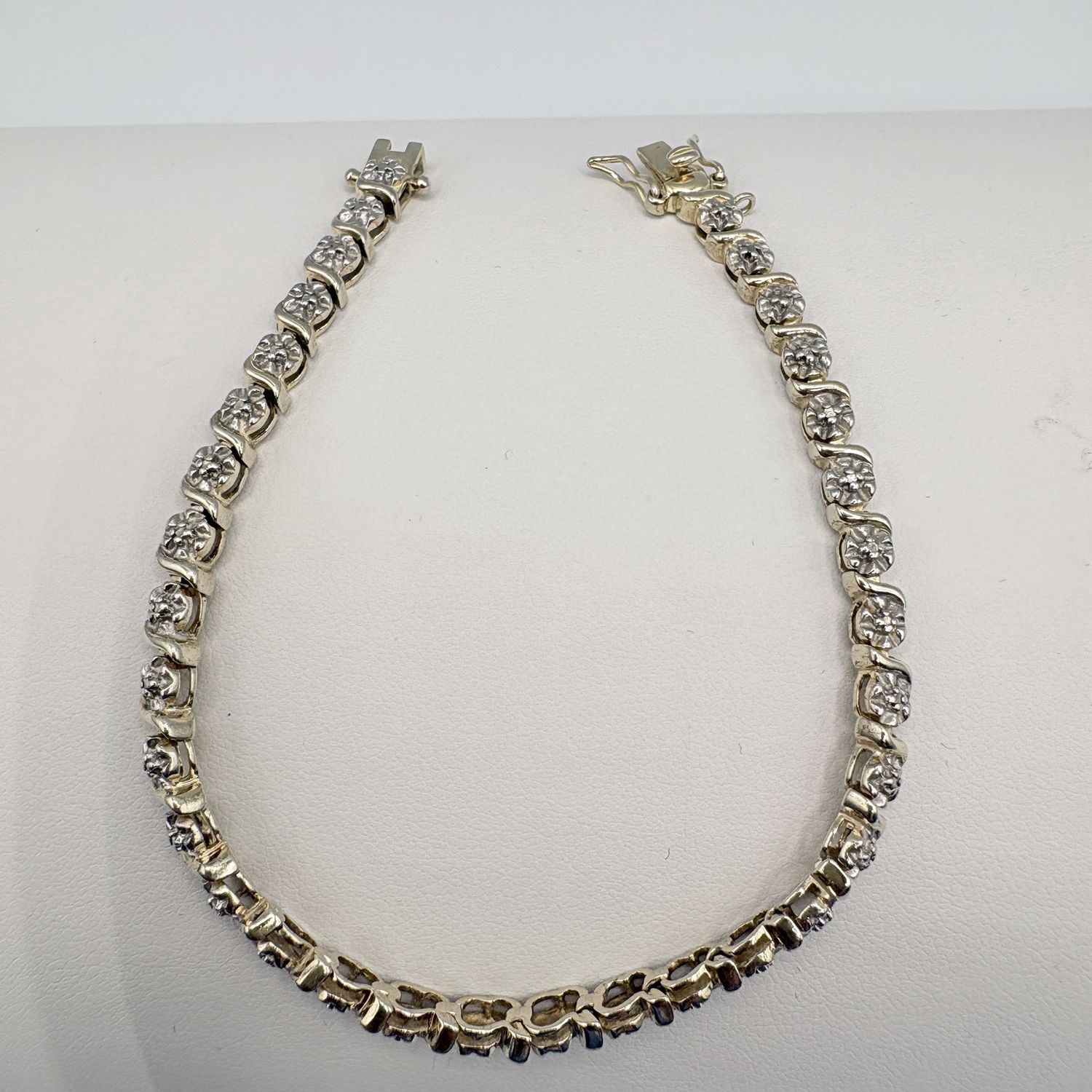 STERLING GOLD PLATED FAUX TENNIS BRCAELET 7"