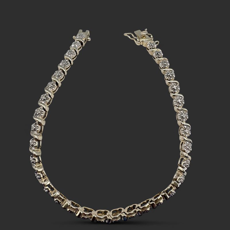 STERLING GOLD PLATED FAUX TENNIS BRCAELET 7"